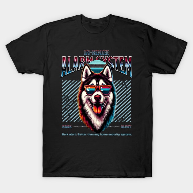 Bark Alert Siberian Husky Dog T-Shirt by Miami Neon Designs